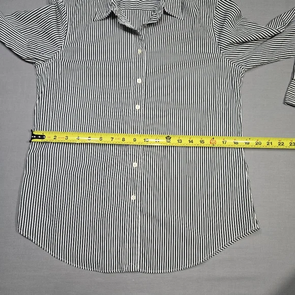 Lauren Ralph Lauren Black Label Career Black & White Striped Shirt Women’s Sz M - Picture 8 of 14